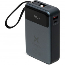 Батарея універсальна Vinga 20000 mAh 65W Display USB-C Cable Grey (VPBB2065C)