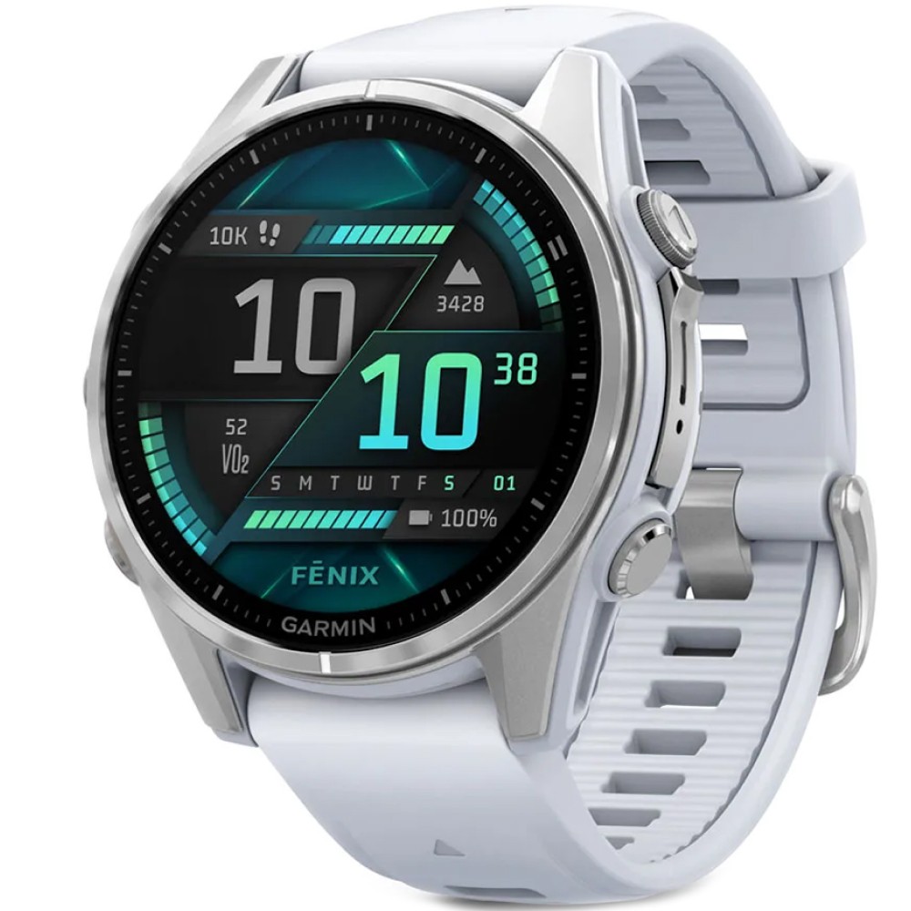 Смарт-годинник Garmin Fenix 8 43mm AMOLED Silver with Whitestone Silicone (010-02903-06)