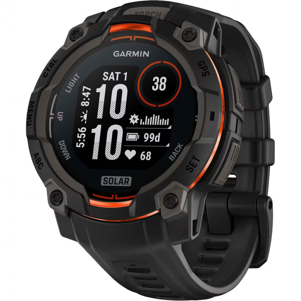Смарт-годинник Garmin Instinct 3 45mm Solar Black with Black Silicone Band (010-02934-40)
