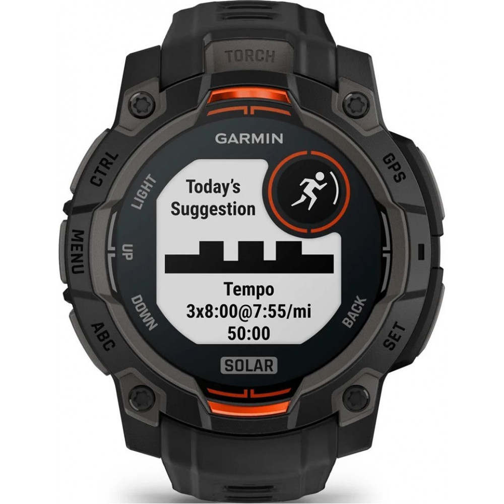 Смарт-годинник Garmin Instinct 3 45mm Solar Black with Black Silicone Band (010-02934-40)