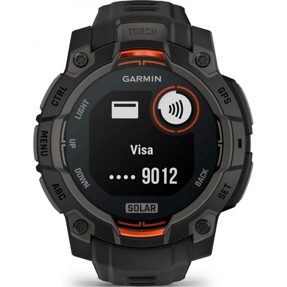 Смарт-годинник Garmin Instinct 3 45mm Solar Black with Black Silicone Band (010-02934-40)