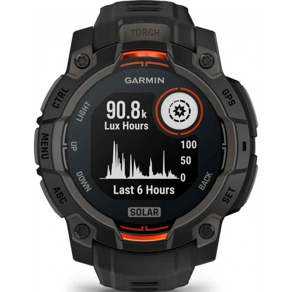 Смарт-годинник Garmin Instinct 3 45mm Solar Black with Black Silicone Band (010-02934-40)