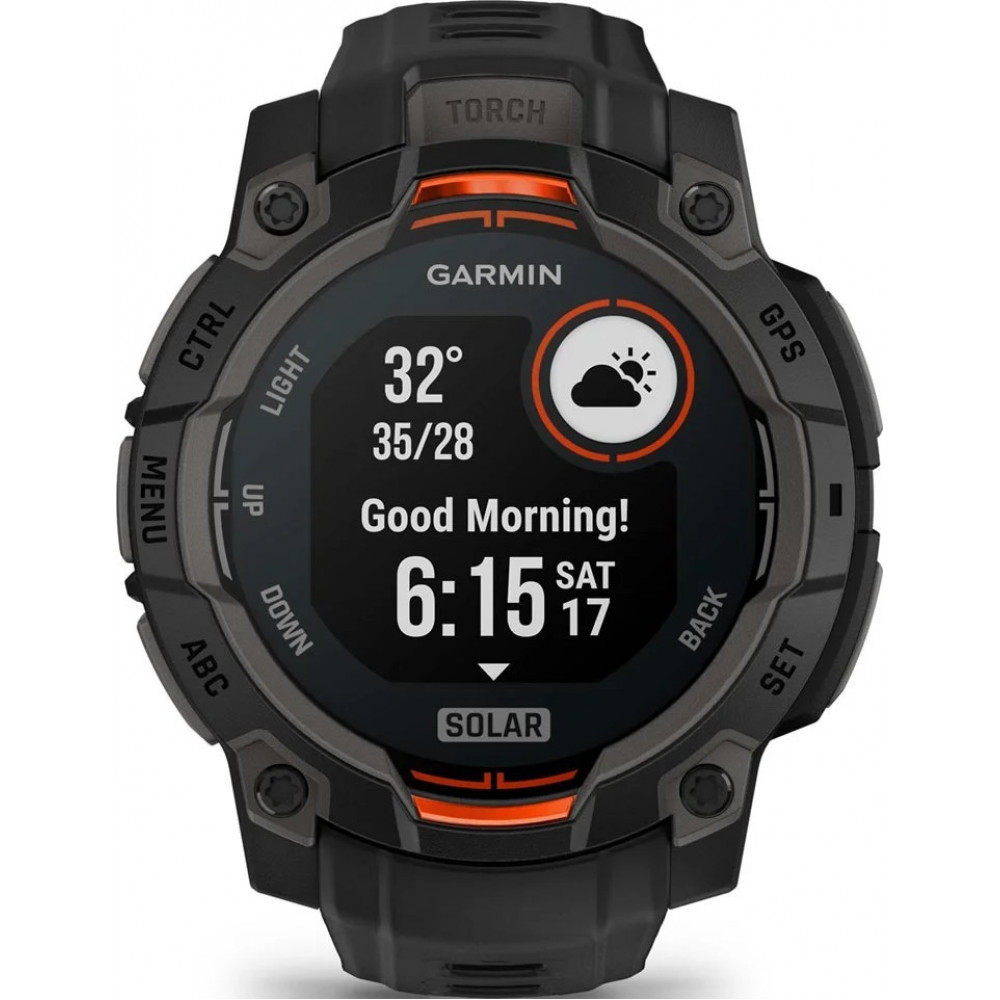 Смарт-годинник Garmin Instinct 3 45mm Solar Black with Black Silicone Band (010-02934-40)