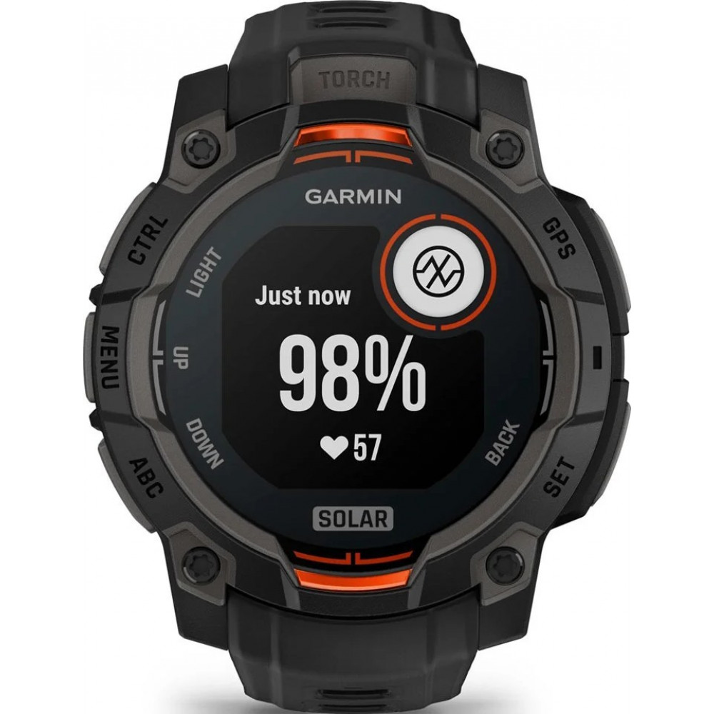 Смарт-годинник Garmin Instinct 3 45mm Solar Black with Black Silicone Band (010-02934-40)