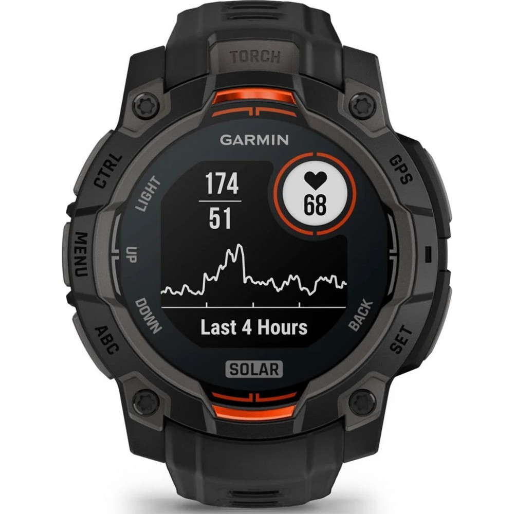 Смарт-годинник Garmin Instinct 3 45mm Solar Black with Black Silicone Band (010-02934-40)