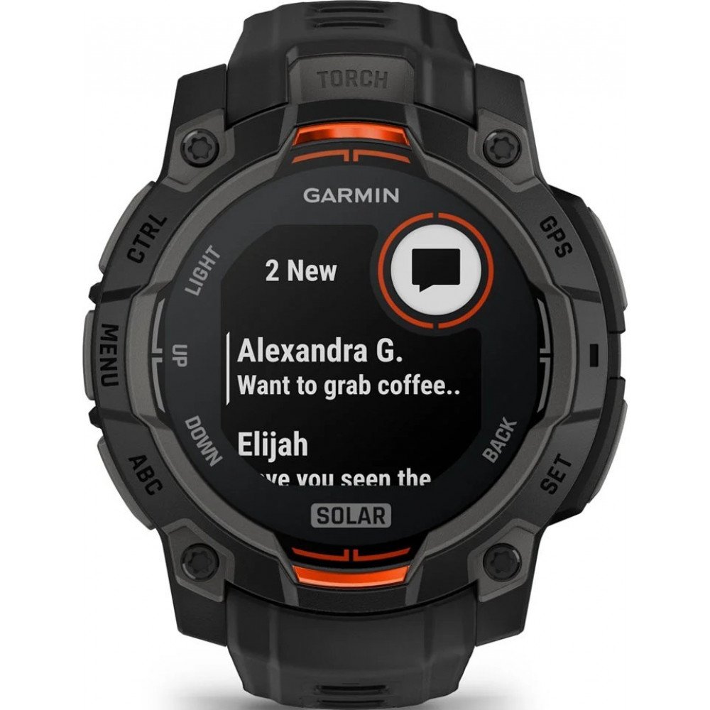 Смарт-годинник Garmin Instinct 3 45mm Solar Black with Black Silicone Band (010-02934-40)