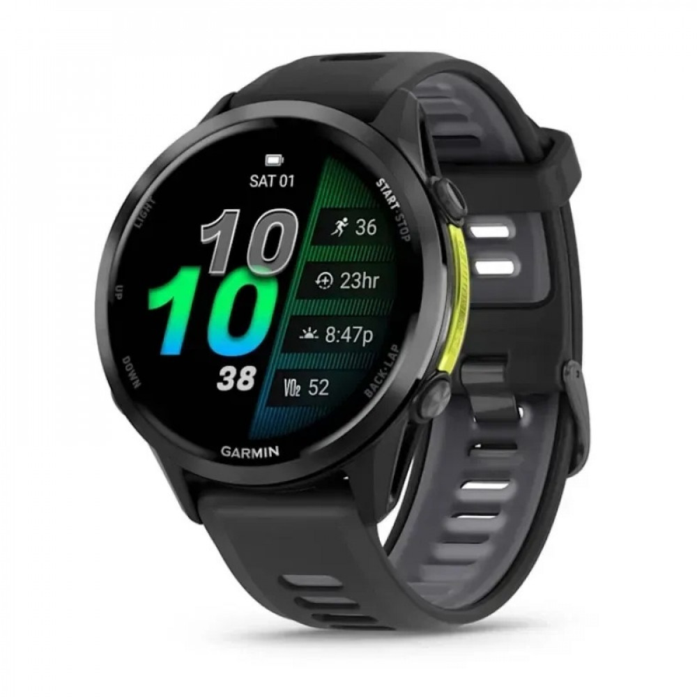 Смарт-годинник Garmin Forerunner 970 Black Carbon Gray DLC Titanium with Black/Translucent Whitestone Silicone with Slate Buckle (010-02969-60)