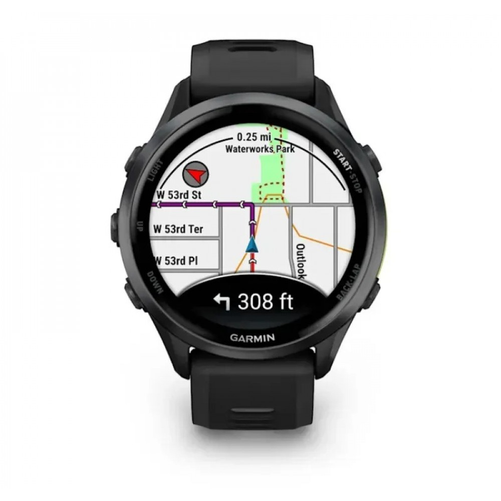 Смарт-годинник Garmin Forerunner 970 Black Carbon Gray DLC Titanium with Black/Translucent Whitestone Silicone with Slate Buckle (010-02969-60)