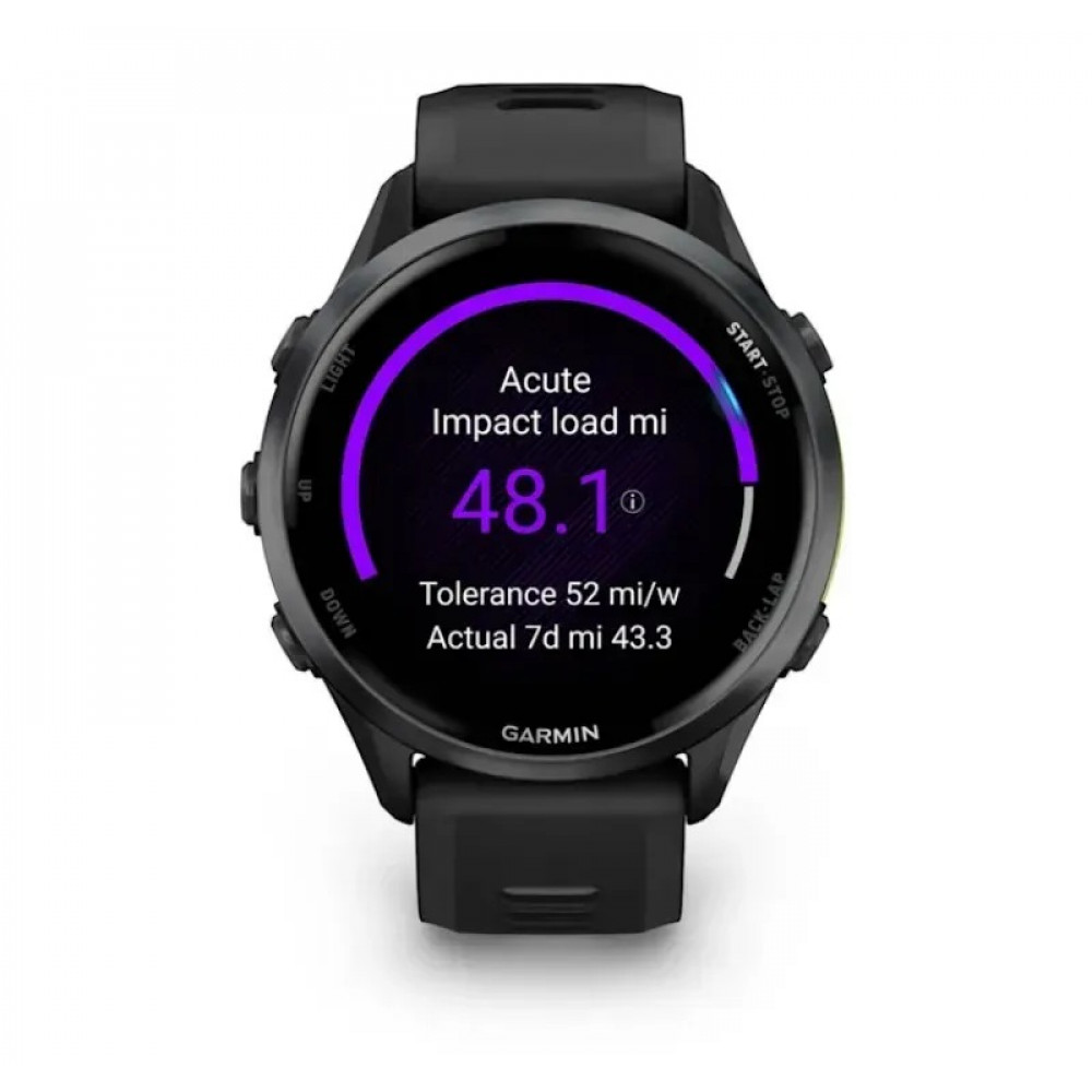 Смарт-годинник Garmin Forerunner 970 Black Carbon Gray DLC Titanium with Black/Translucent Whitestone Silicone with Slate Buckle (010-02969-60)