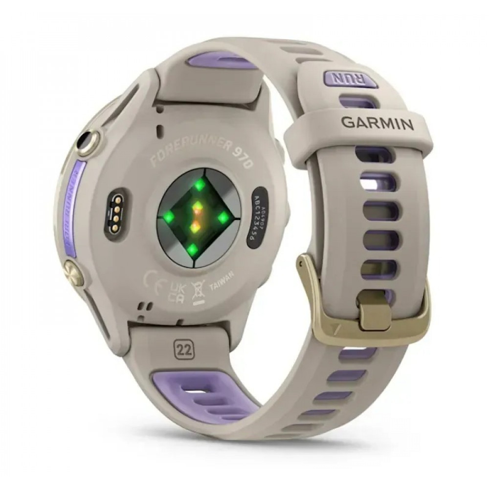 Смарт-годинник Garmin Forerunner 970 French Gray Soft Gold Titanium with French Gray/Translucent Indigo Silicone with Soft Gold Buckle (010-02969-62)
