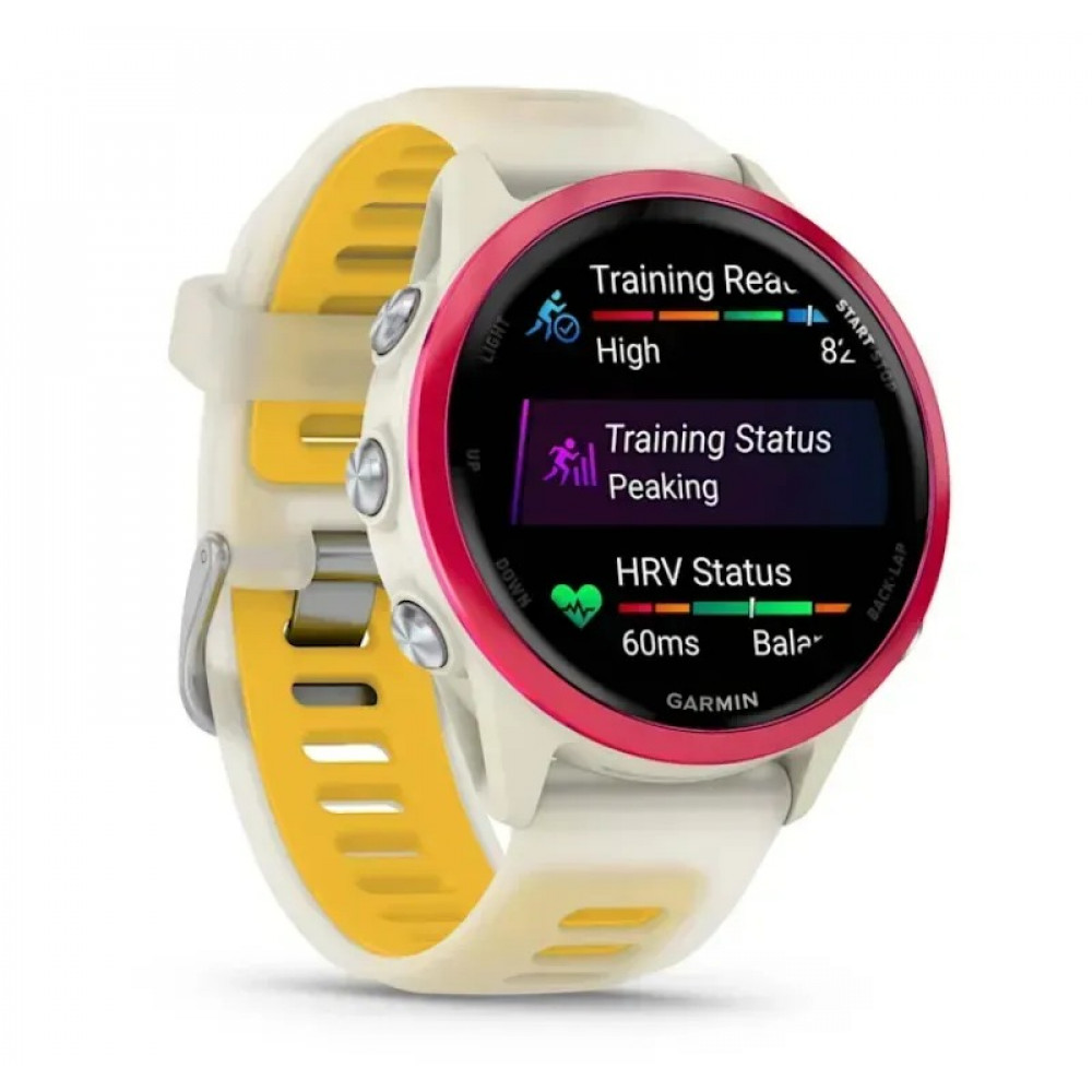 Смарт-годинник Garmin Forerunner 570 42mm Raspberry with Mango/Translucent Bone with Silver Buckle (010-02970-42)