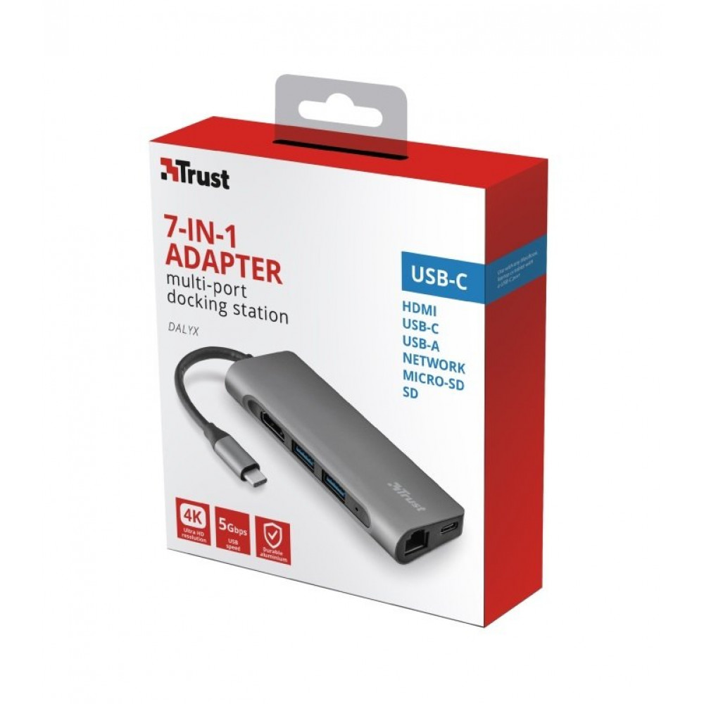 USB-хаб Trust Dalyx Aluminium USB Type-C 7-в-1 (23775)