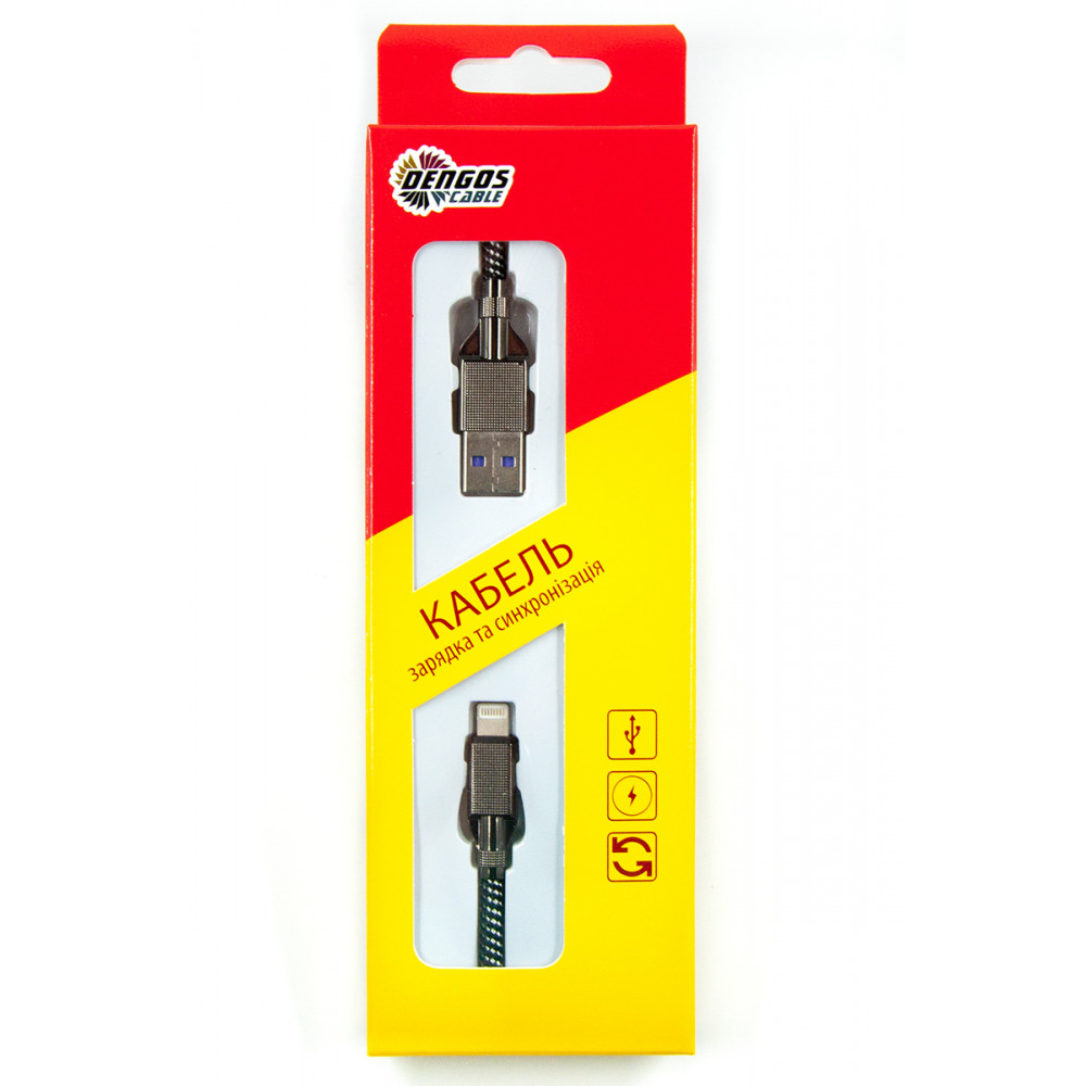 Кабель Dengos USB - Lightning (M/M) 4A 1 м Black (NTK-L-KPR-USB3-BLACK)