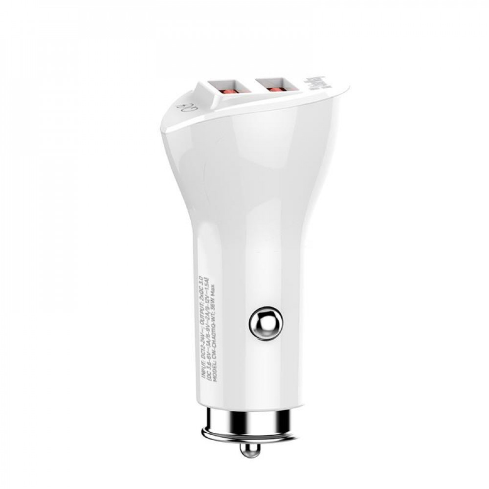 Автомобільний зарядний пристрій ColorWay (2USBх3А, 36W) QC3.0 White (CW-CHA011Q-WT)