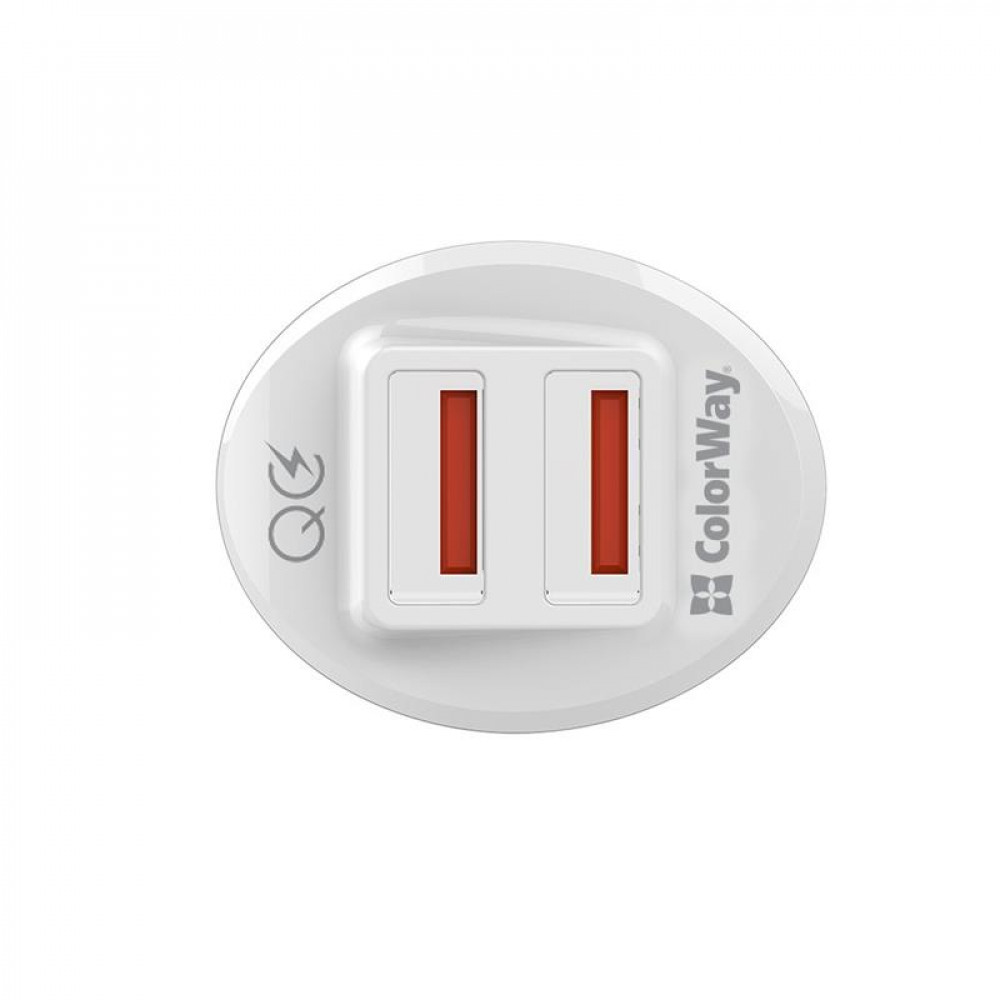 Автомобільний зарядний пристрій ColorWay (2USBх3А, 36W) QC3.0 White (CW-CHA011Q-WT)
