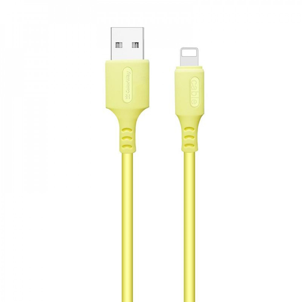 Кабель ColorWay USB - Lightning (M/M), soft silicone, 2.4 А, 1 м, Yellow (CW-CBUL043-Y)