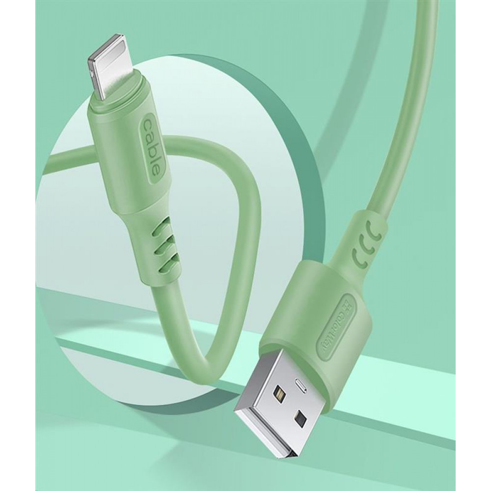 Кабель ColorWay USB - Lightning (M/M), soft silicone, 2.4 А, 1 м, Green (CW-CBUL042-GR)