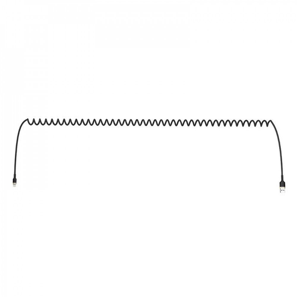 Кабель ColorWay USB - Lightning (M/M), spiral, 2.4 А, 1 м, Black (CW-CBUL051-BK)