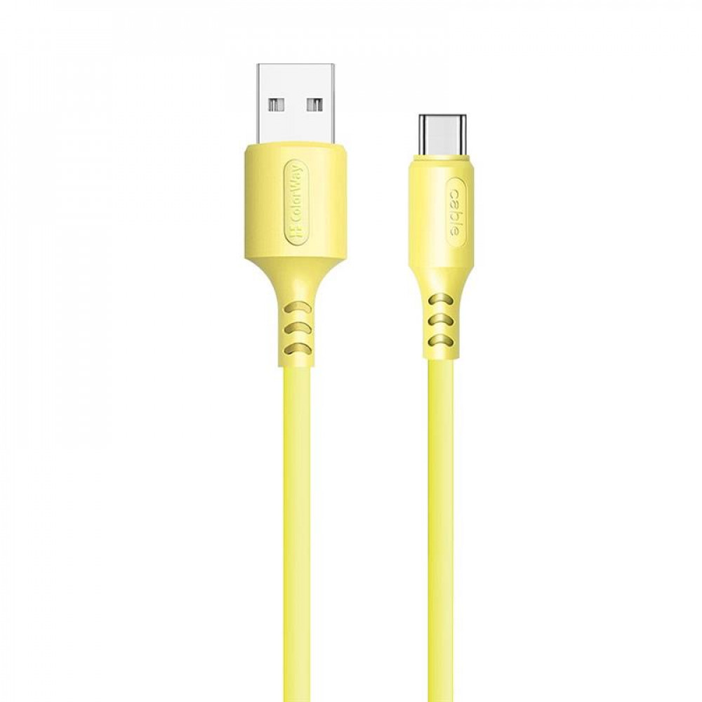 Кабель ColorWay USB - USB Type-C (M/M), soft silicone, 2.4 А, 1 м, Yellow (CW-CBUC043-Y)