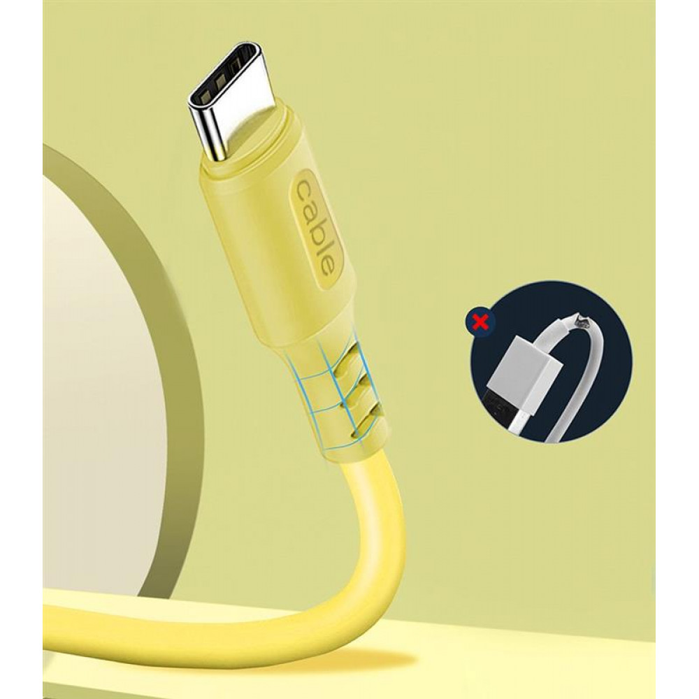 Кабель ColorWay USB - USB Type-C (M/M), soft silicone, 2.4 А, 1 м, Yellow (CW-CBUC043-Y)