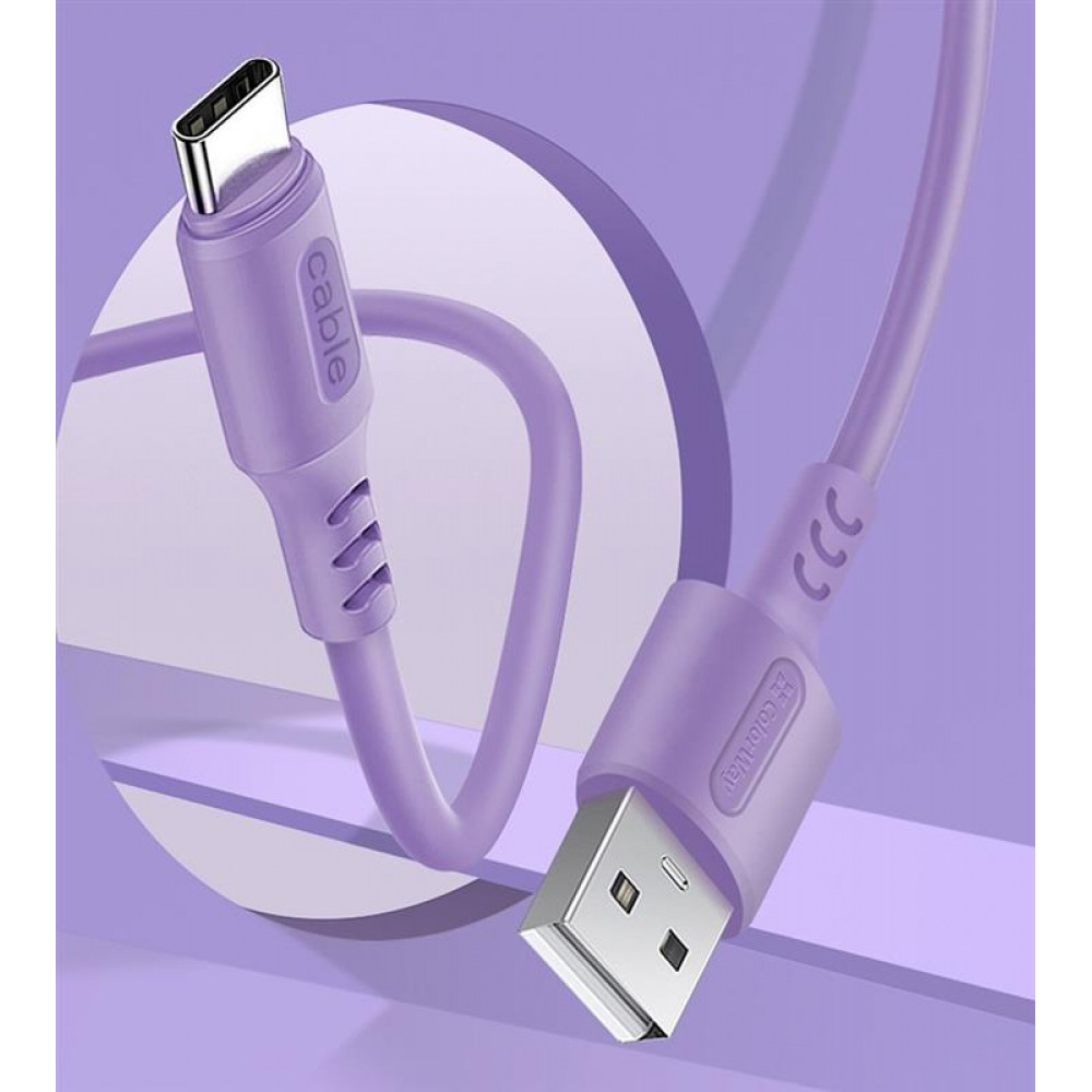 Кабель ColorWay USB - USB Type-C (M/M), soft silicone, 2.4 А, 1 м, Purple (CW-CBUC044-PU)