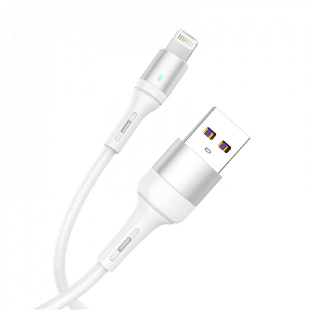 Кабель SkyDolphin S06L LED Smart Power USB - Lightning (M/M), 1 м, White (USB-000555)