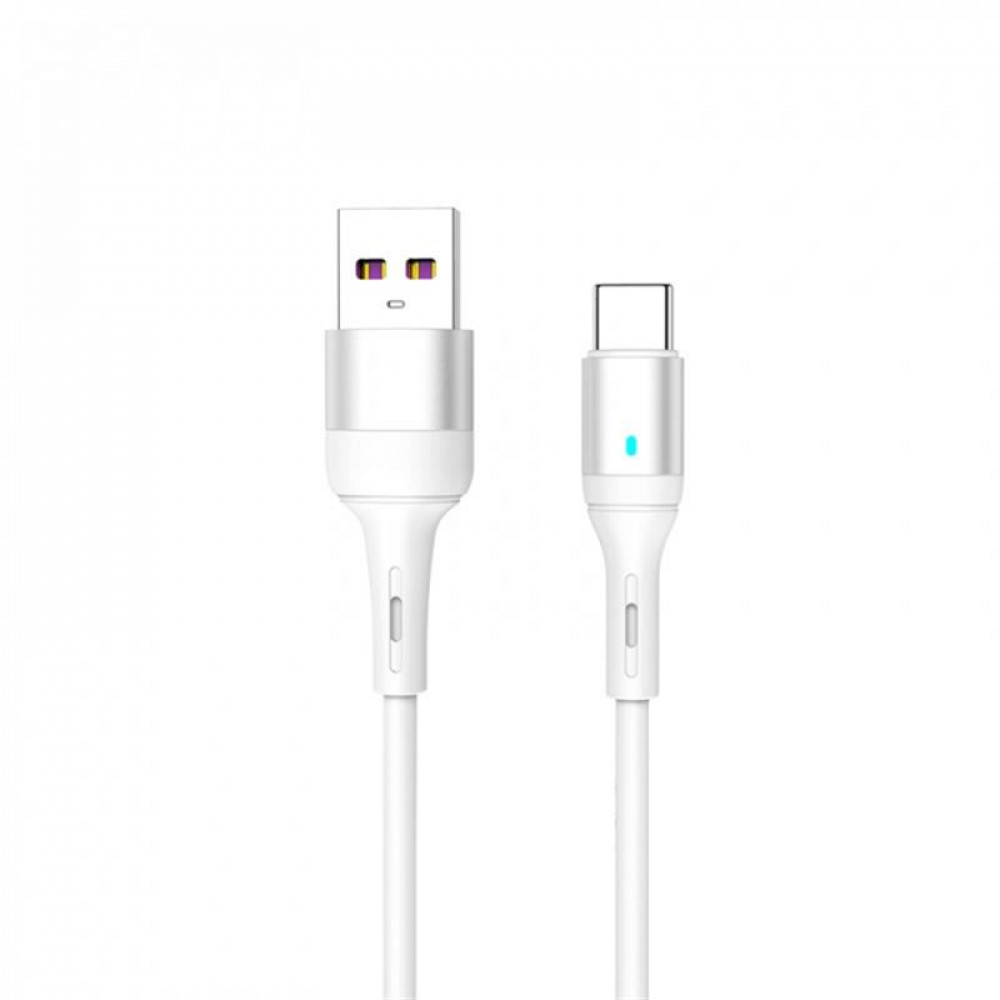Кабель SkyDolphin S06T LED Smart Power USB -  USB Type-C (M/M), 1 м, White (USB-000556)