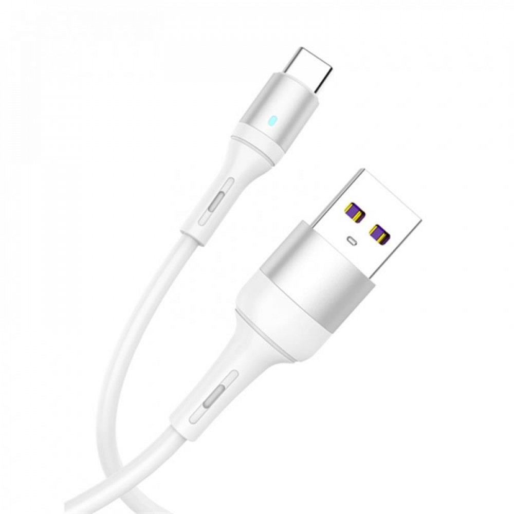 Кабель SkyDolphin S06T LED Smart Power USB -  USB Type-C (M/M), 1 м, White (USB-000556)