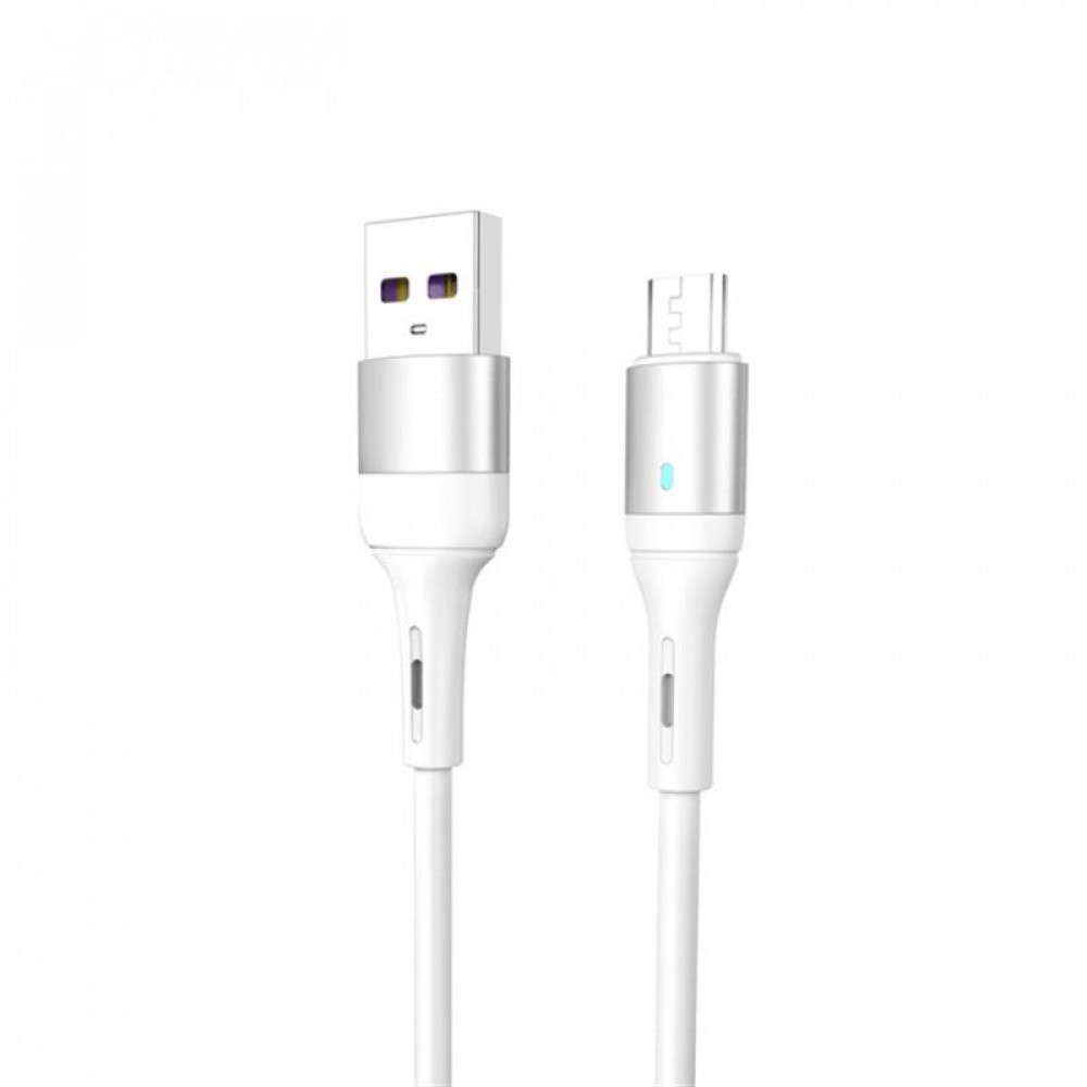 Кабель SkyDolphin S06V LED Smart Power USB - microUSB (M/M) 1 м, White (USB-000558)