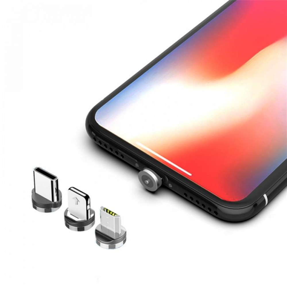 Кабель SkyDolphin S59KIT Magnetic USB - Lightning + microUSB + Type-C (M/M) 1 м, Black (SDUSB-000547)