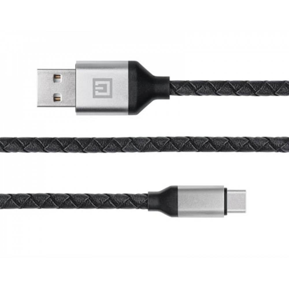 Кабель REAL-EL Premium Leather USB - USB Type-C (M/M), 1 м, Black (EL123500049)