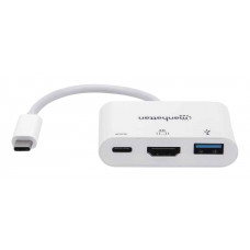 Док-станція Intracom Manhattan USB Type-C-HDMI/USB 3.0/PD 60W 4-in-1, White (152945)