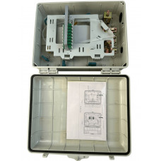 Герметичний оптичний бокс Abee настінного монтажу на 8 адаптерів LC Duplex та сплайс-касетою на 24 волокна (OptiBox-8LCDU-24-plast)