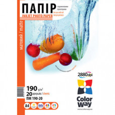 Фотопапiр ColorWay матовий 190г/м2 A4 20 арк. (PM190020A4)