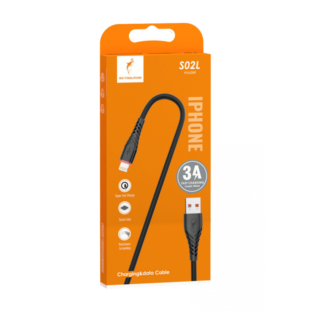 Кабель SkyDolphin S02L USB - Lightning (M/M), 1 м, Black (SDUSB-000587)