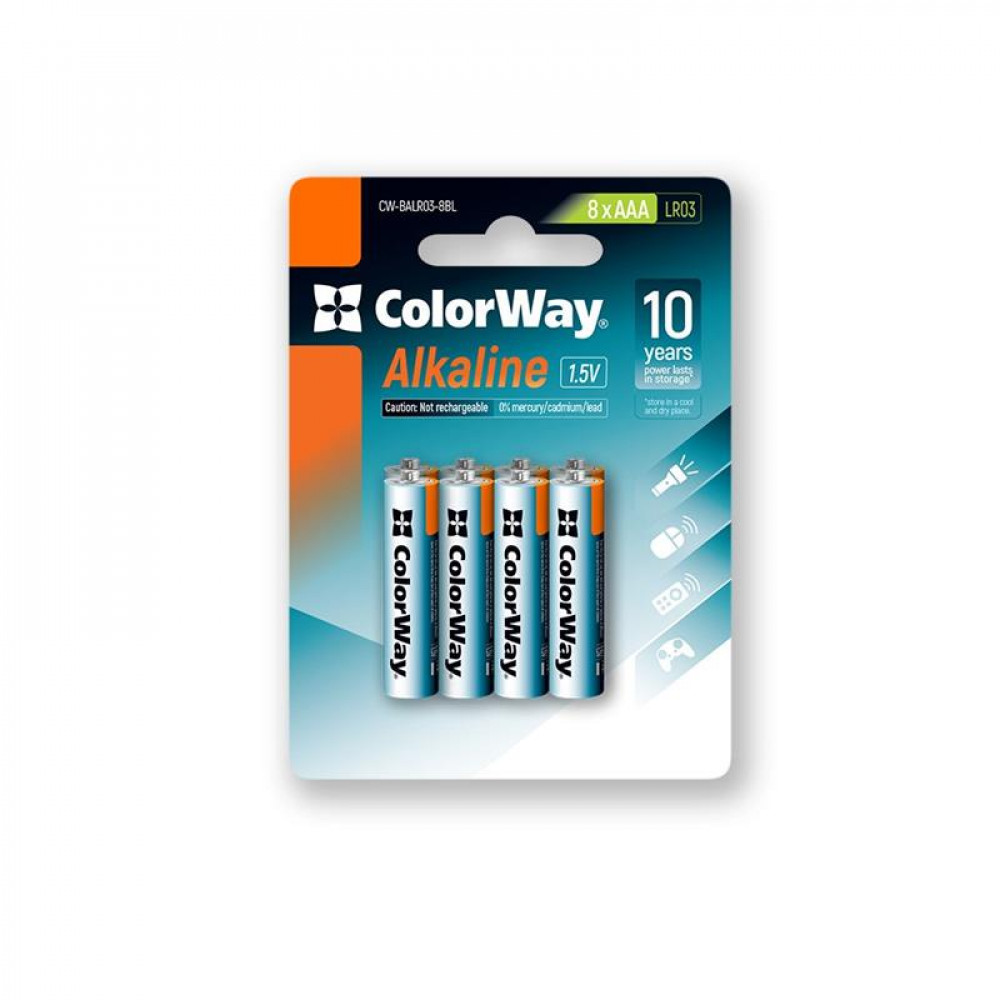 Батарейка ColorWay Alkaline Power AAA/LR03 BL 8шт