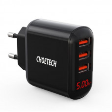 Мережевий зарядний пристрій Choetech (3USBх2.4A) Black (Q5009-EU) Мережевий зарядний пристрій Choetech (3USBх2.4A) Black (Q5009-EU)