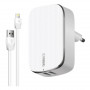 Мережевий зарядний пристрій Intaleo TCG242 (2USB, 2.4A) White (1283126477454) + кабель Lightning