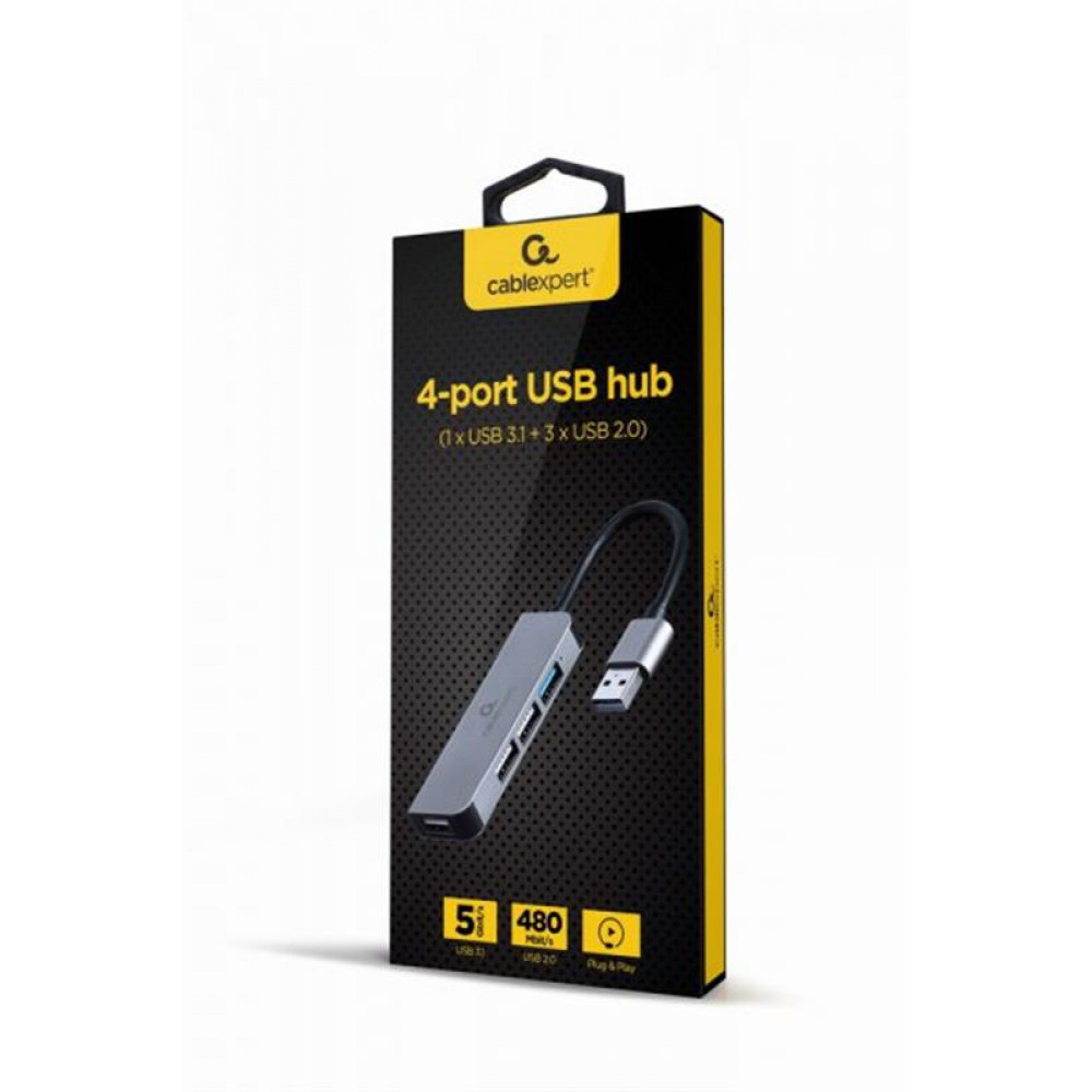 USB-хаб Cablexpert 4 ports Grey (UHB-U3P1U2P3-01)