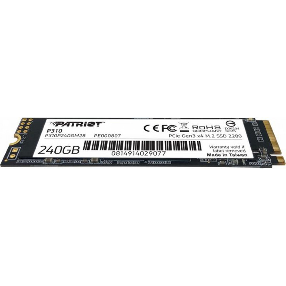 Накопичувач SSD  240GB Patriot P310 M.2 2280 PCIe NVMe 3.0 x4 TLC (P310P240GM28)