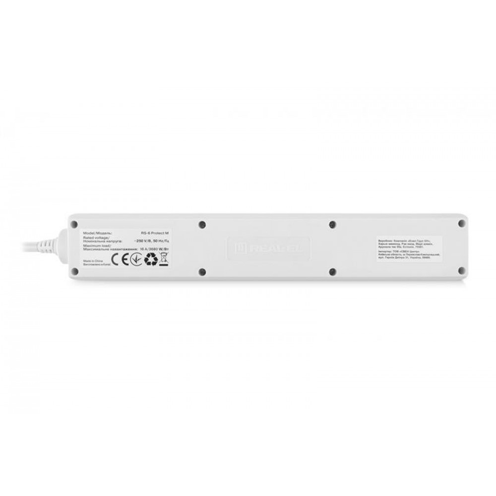Фільтр живлення REAL-EL RS-6 Protect M 3м White (EL122300033)
