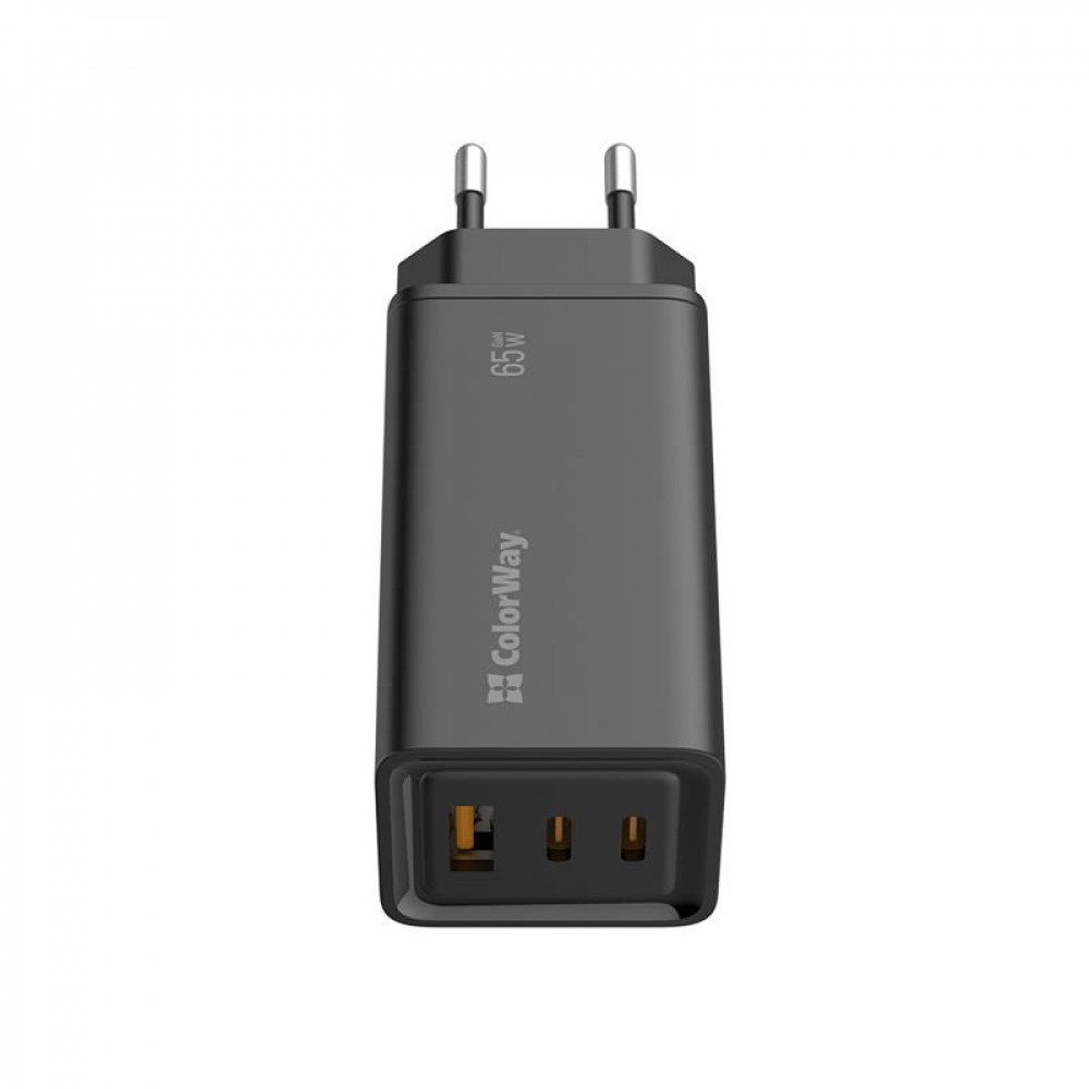 Мережевий зарядний пристрій ColorWay GaN3 Pro Power Delivery (2USB Type-C PDx3A;1USBx3A) Black (CW-CHS039PD-BK)