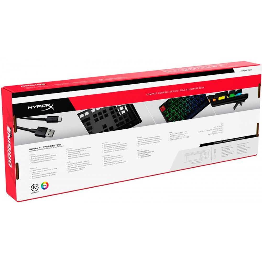 Клавіатура HyperX Alloy Origins Aqua RGB PBT ENG/UKR Black (639N5AA) 