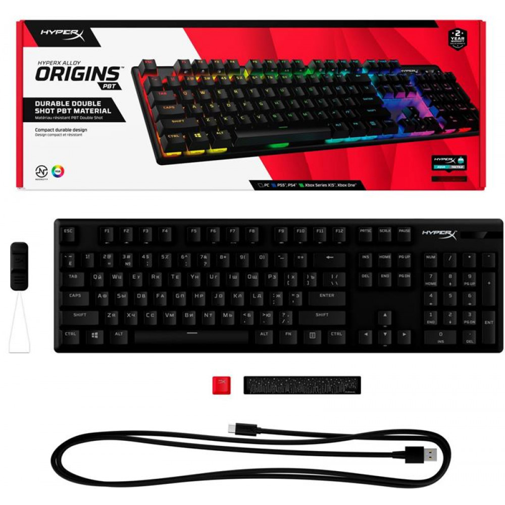 Клавіатура HyperX Alloy Origins Aqua RGB PBT ENG/UKR Black (639N5AA) 