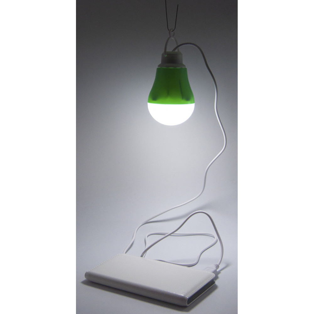 USB-світильник з LED-лампочкою Dengos, шнур ~1м, 5V, 5W, Green (LED-BULB-5V5W-GREEN)