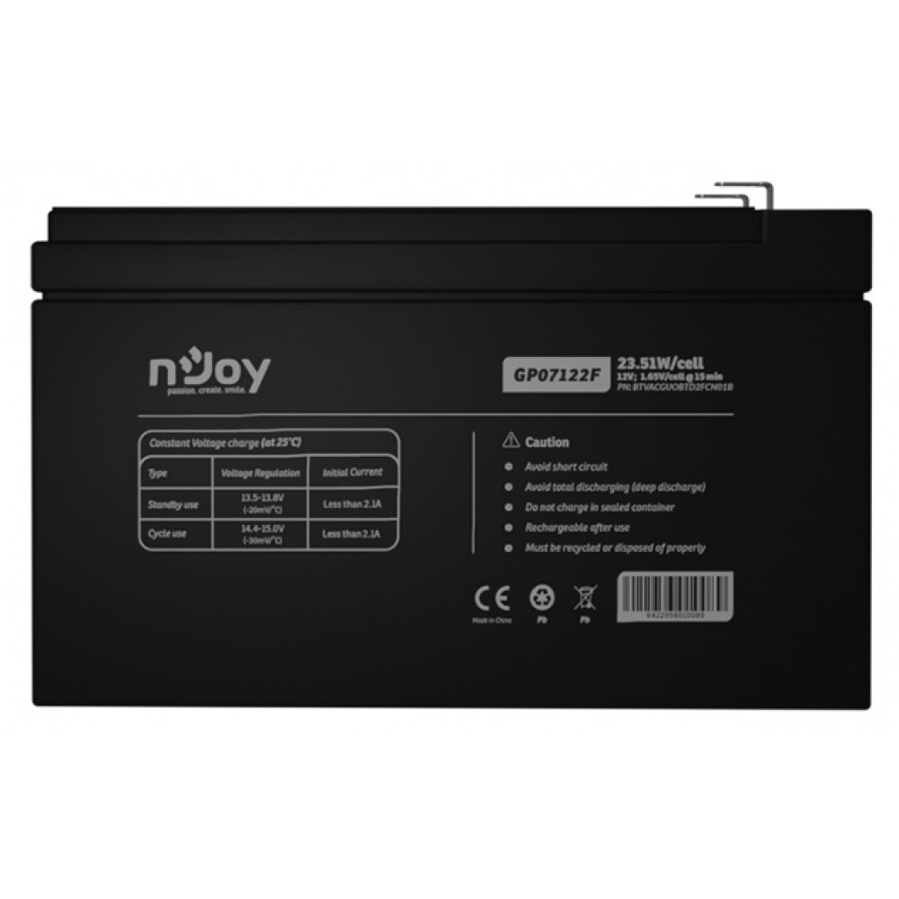 Акумуляторна батарея Njoy GP07122F 12V 7AH (BTVACGUOBTD2FCN01B) AGM