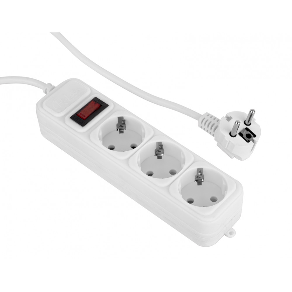 Фільтр живлення ProLogix (PRS-075P3-45W) 2.2 кВт, 3 розетки, 4.5 м, білий