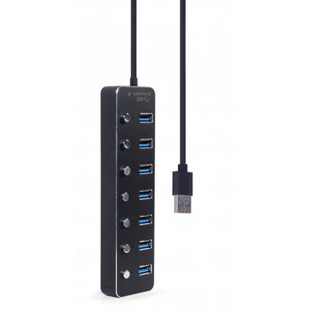 USB-хаб Gembird 7 ports Black (UHB-U3P7P-01) з вимикачами