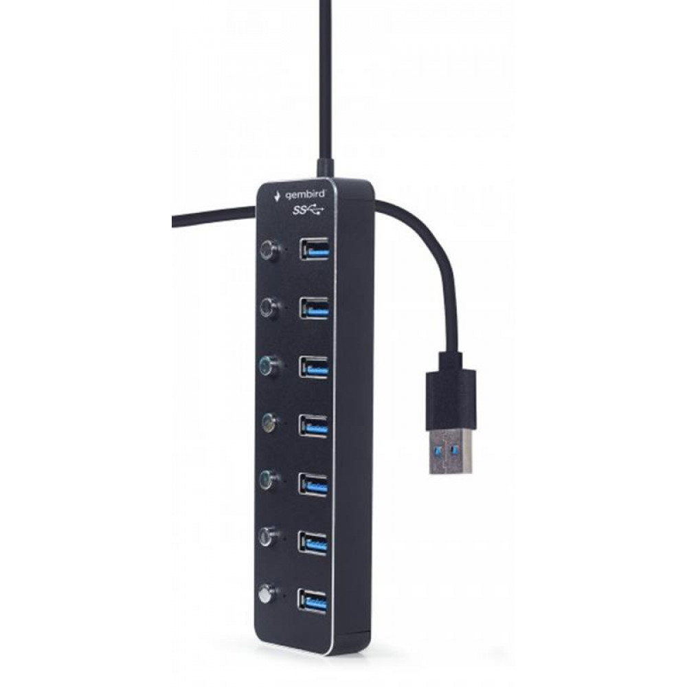 USB-хаб Gembird 7 ports Black (UHB-U3P7P-01) з вимикачами
