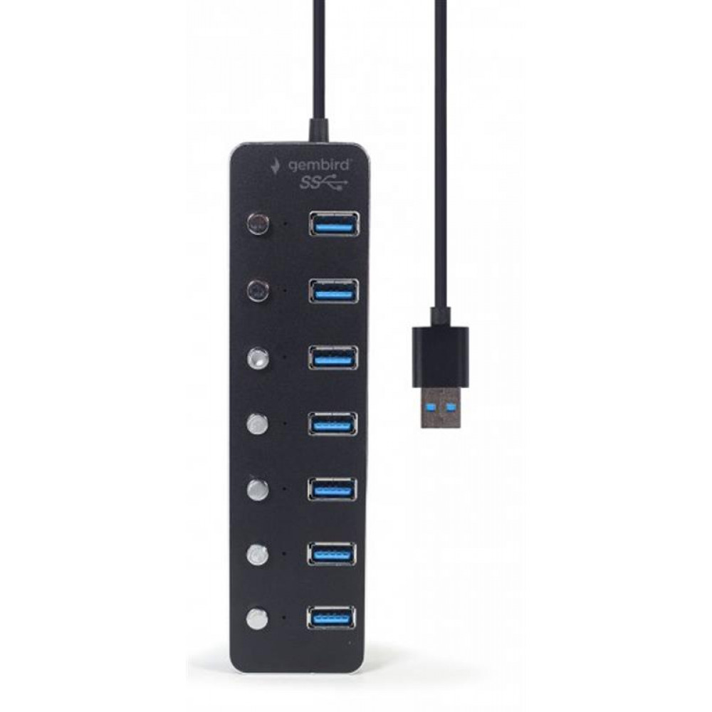 USB-хаб Gembird 7 ports Black (UHB-U3P7P-01) з вимикачами